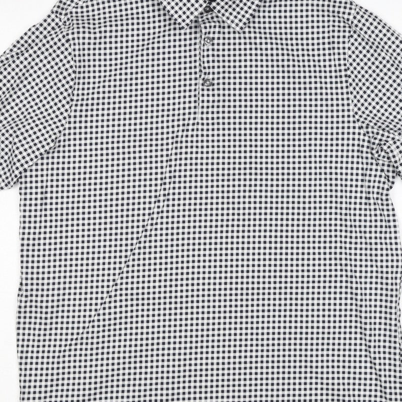 Marks and Spencer Men’s Black White Gingham Cotton Polo Shirt M