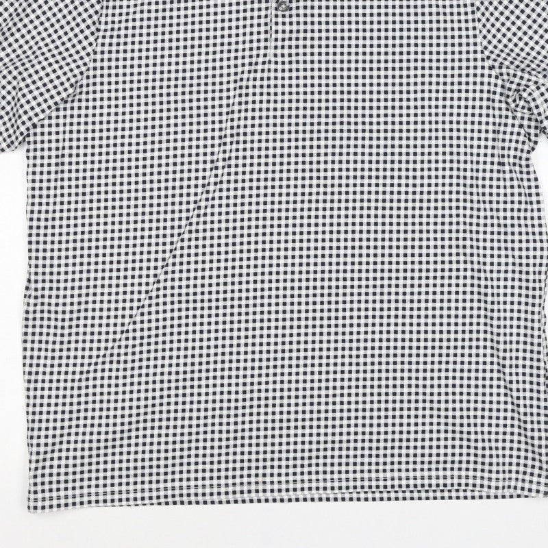Marks and Spencer Men’s Black White Gingham Cotton Polo Shirt M