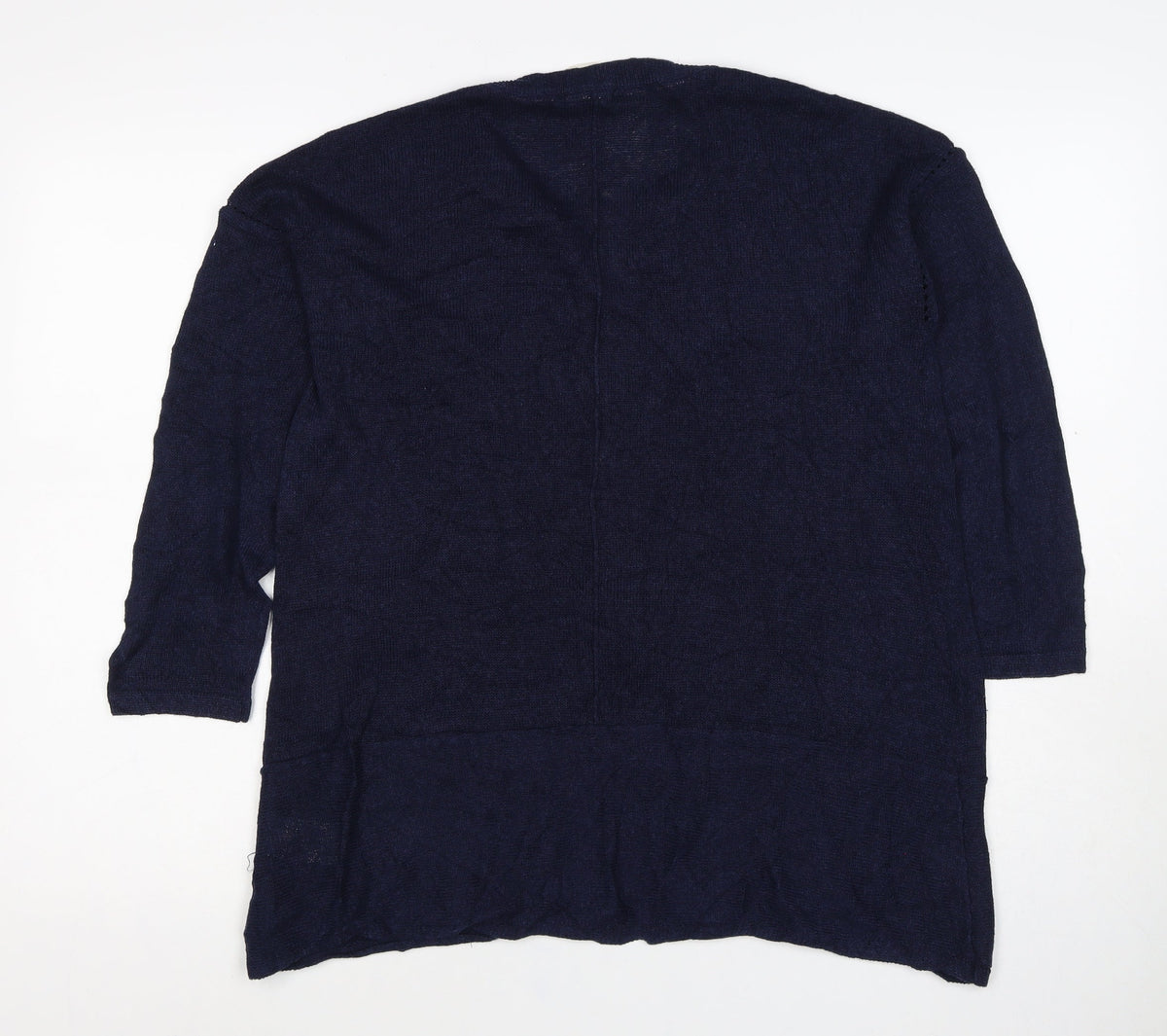 White Stuff Women Blue UK 16 Linen Blend Open Fringed Cardigan