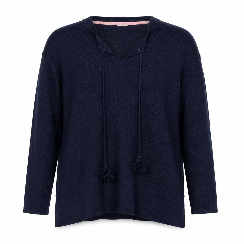 White Stuff Women Blue UK 16 Linen Blend Open Fringed Cardigan