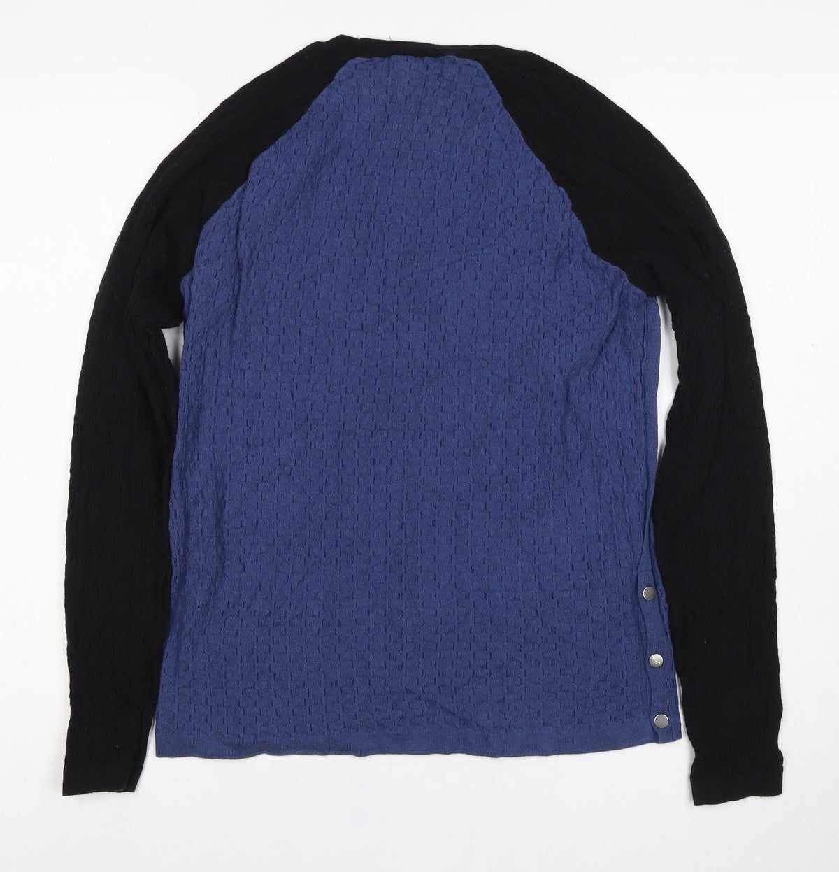 Next Women Blue Colour Block Textured Knit Raglan Jumper UK 10