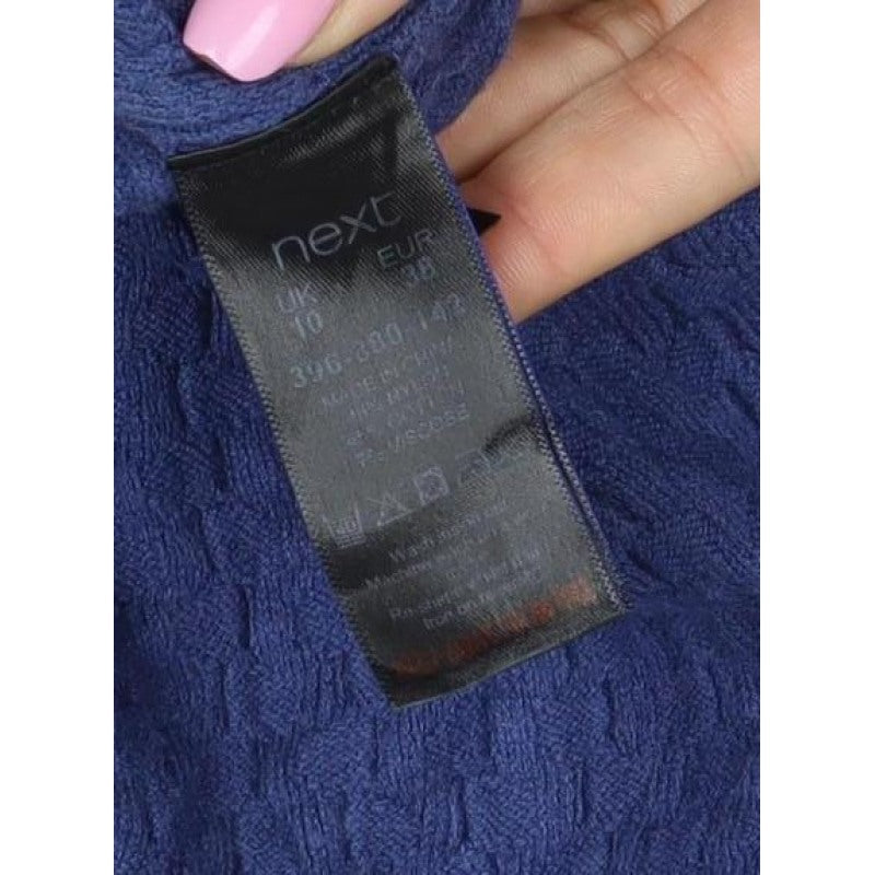 Next Women Blue Colour Block Textured Knit Raglan Jumper UK 10