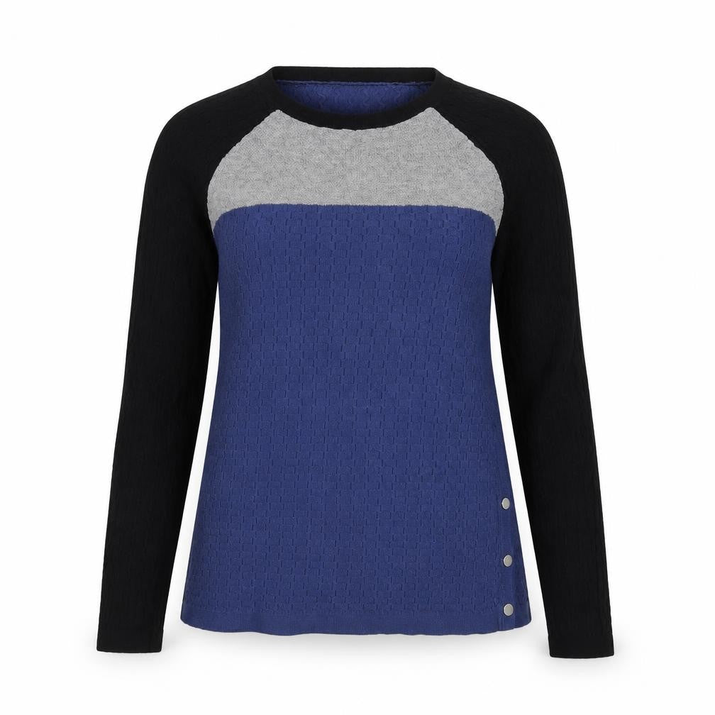 Next Women Blue Colour Block Textured Knit Raglan Jumper UK 10