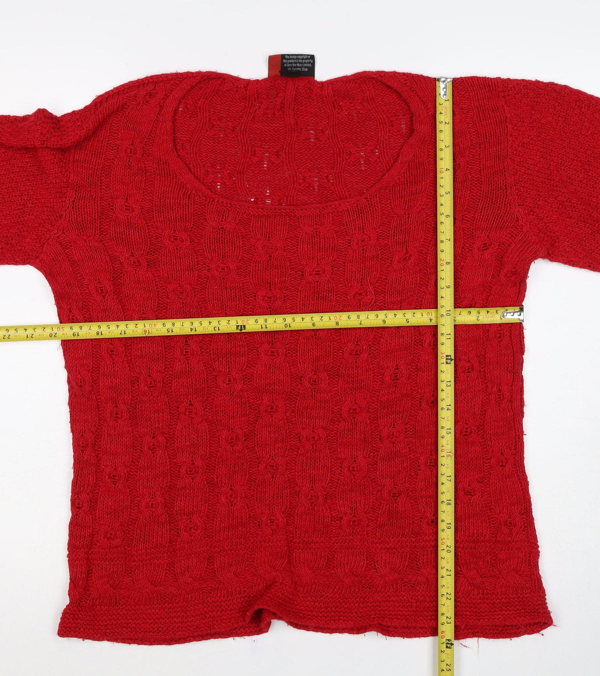 Sweater Shop Women Red L Cotton Cable Knit Scoop Neck Jumper