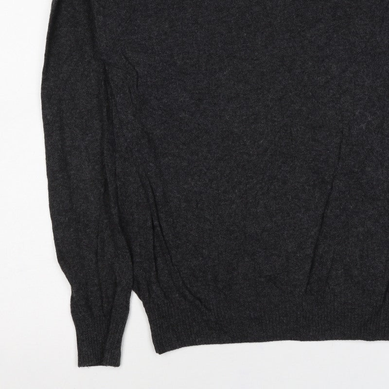 Zara Man Men’s Grey Angora Blend M V-Neck Knit Pullover Jumper