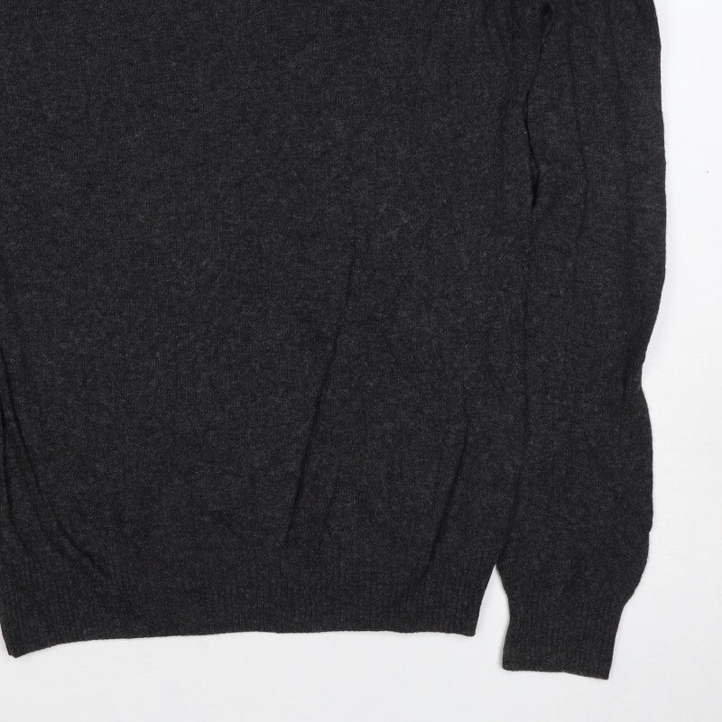 Zara Man Men’s Grey Angora Blend M V-Neck Knit Pullover Jumper