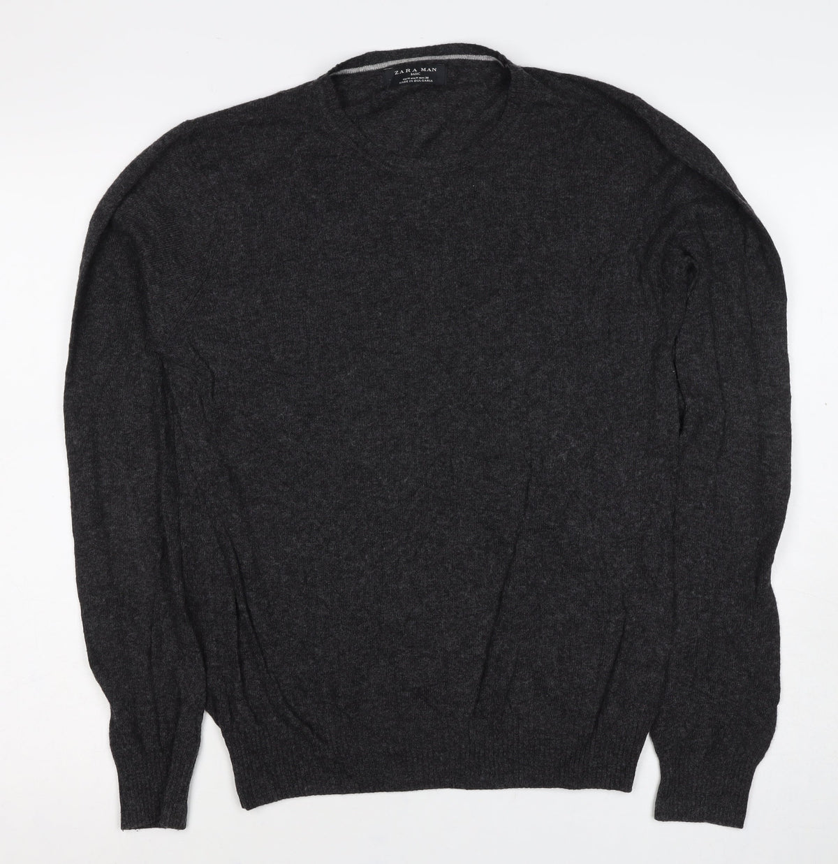 Zara Man Men’s Grey Angora Blend M V-Neck Knit Pullover Jumper
