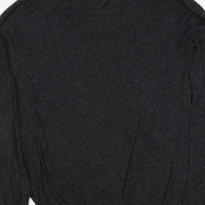 Zara Man Men’s Grey Angora Blend M V-Neck Knit Pullover Jumper