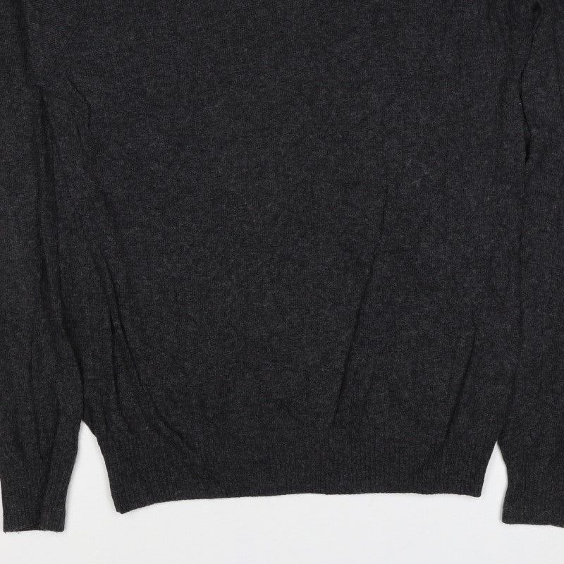 Zara Man Men’s Grey Angora Blend M V-Neck Knit Pullover Jumper