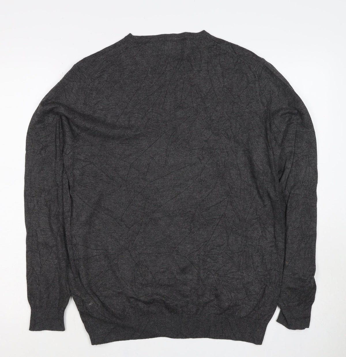 Zara Men Grey M V-Neck Lightweight Viscose Knit Pullover Jumper