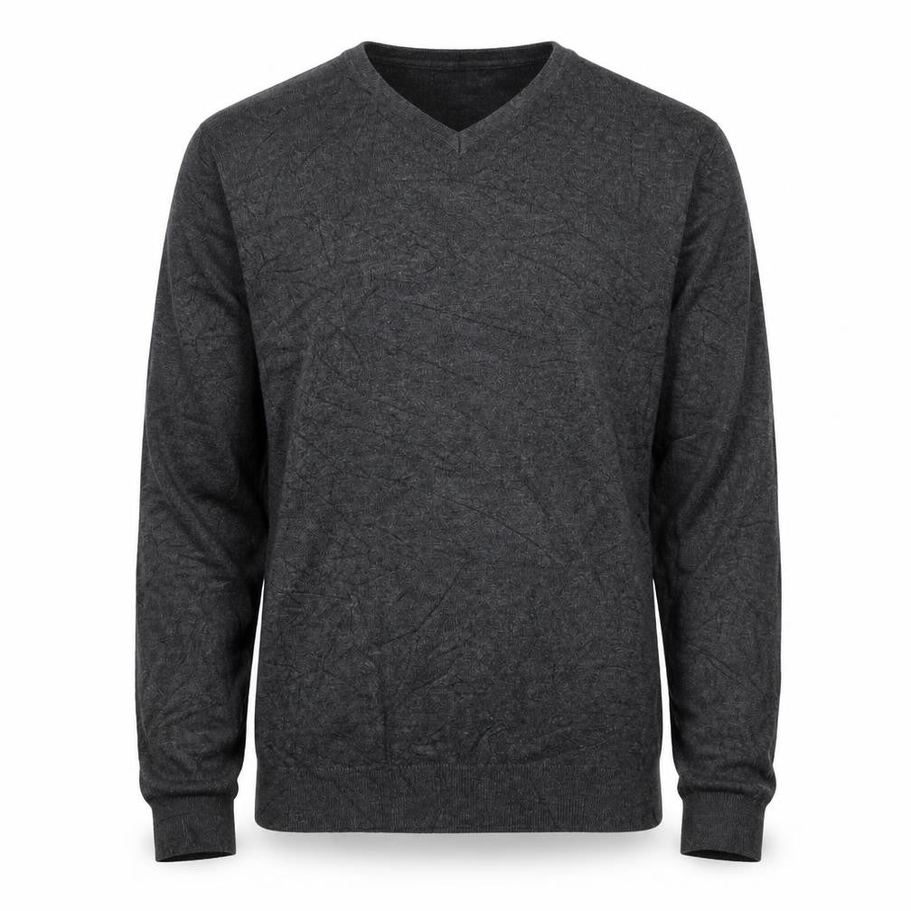 Zara Men Grey M V-Neck Lightweight Viscose Knit Pullover Jumper