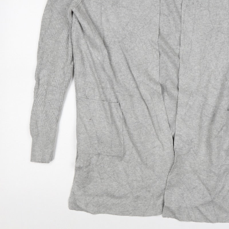 Marks & Spencer Women Grey Size 16 Longline Open Knit Cardigan Pockets