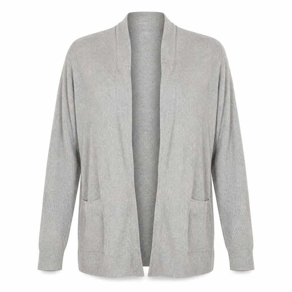 Marks & Spencer Women Grey Size 16 Longline Open Knit Cardigan Pockets
