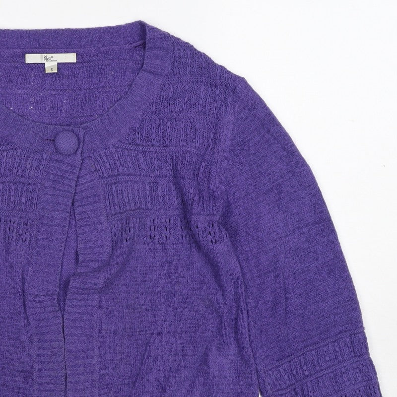 Klass Collection Women’s Purple S Open Knit Button Cardigan