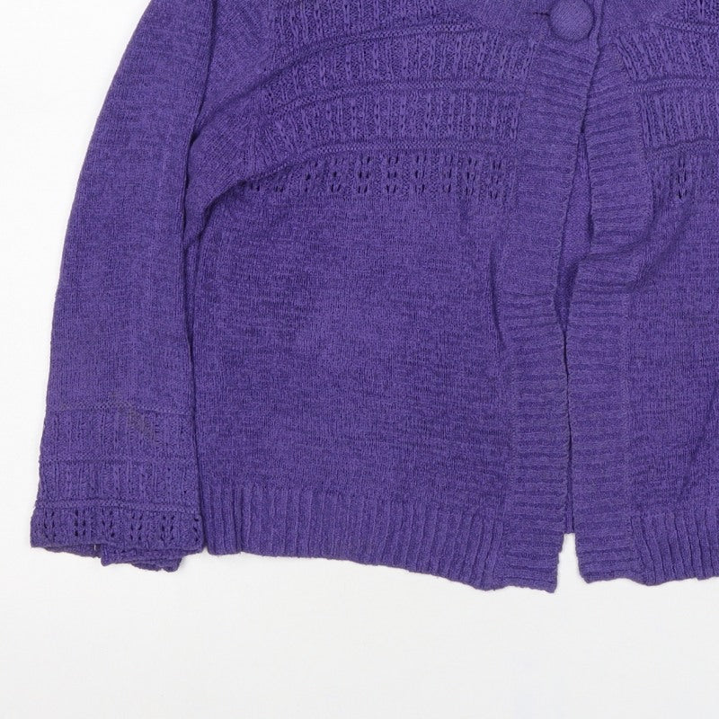 Klass Collection Women’s Purple S Open Knit Button Cardigan
