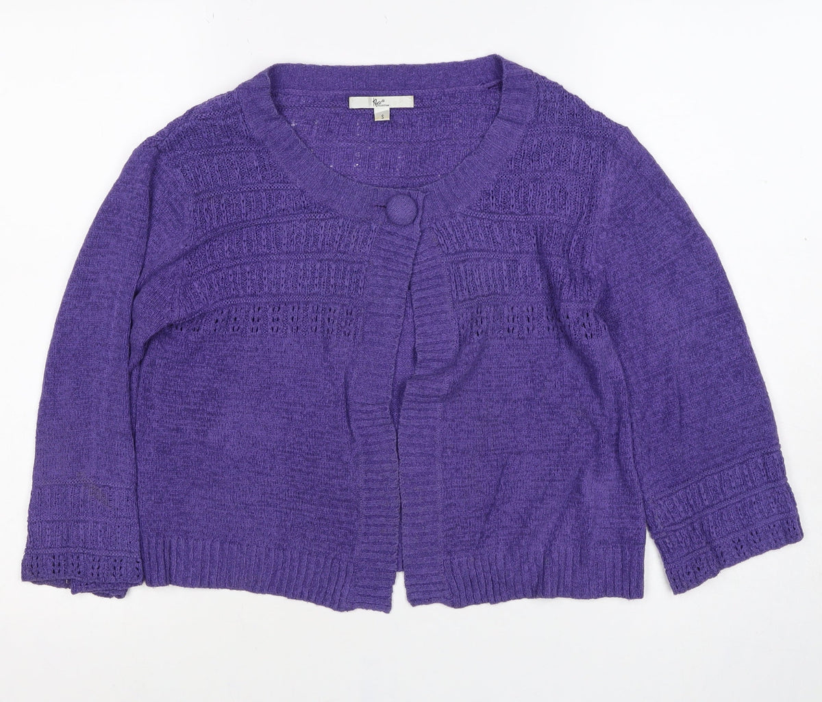 Klass Collection Women’s Purple S Open Knit Button Cardigan
