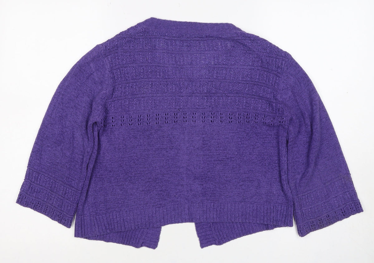 Klass Collection Women’s Purple S Open Knit Button Cardigan