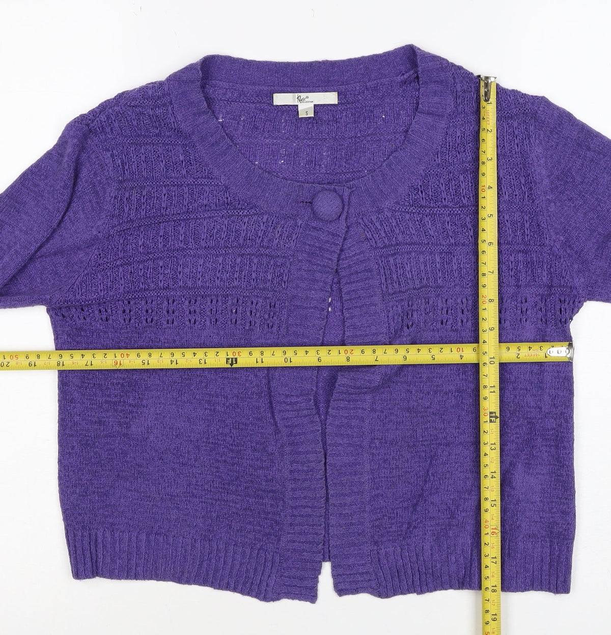 Klass Collection Women’s Purple S Open Knit Button Cardigan