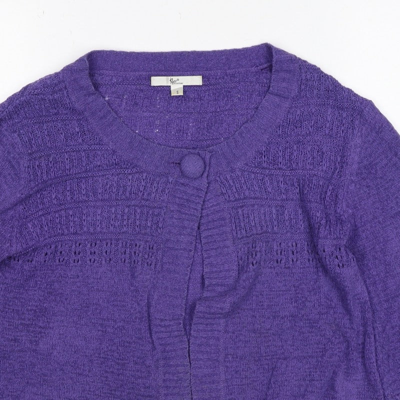 Klass Collection Women’s Purple S Open Knit Button Cardigan