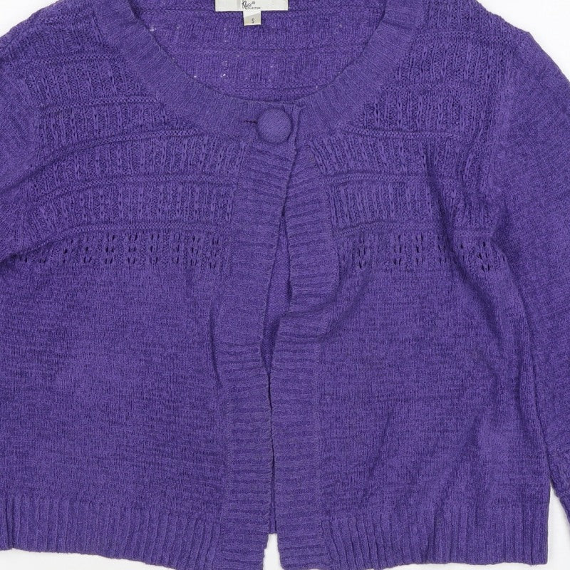 Klass Collection Women’s Purple S Open Knit Button Cardigan