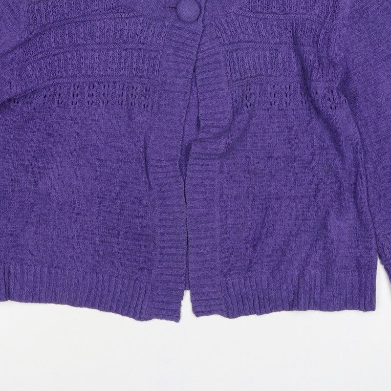 Klass Collection Women’s Purple S Open Knit Button Cardigan