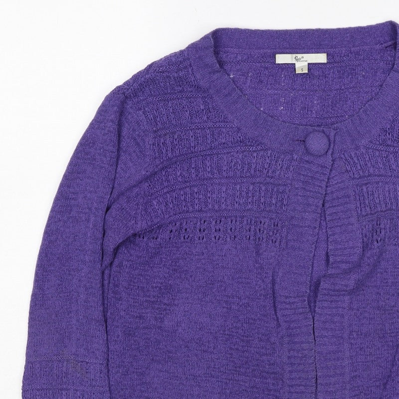 Klass Collection Women’s Purple S Open Knit Button Cardigan