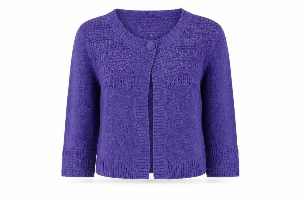 Klass Collection Women’s Purple S Open Knit Button Cardigan