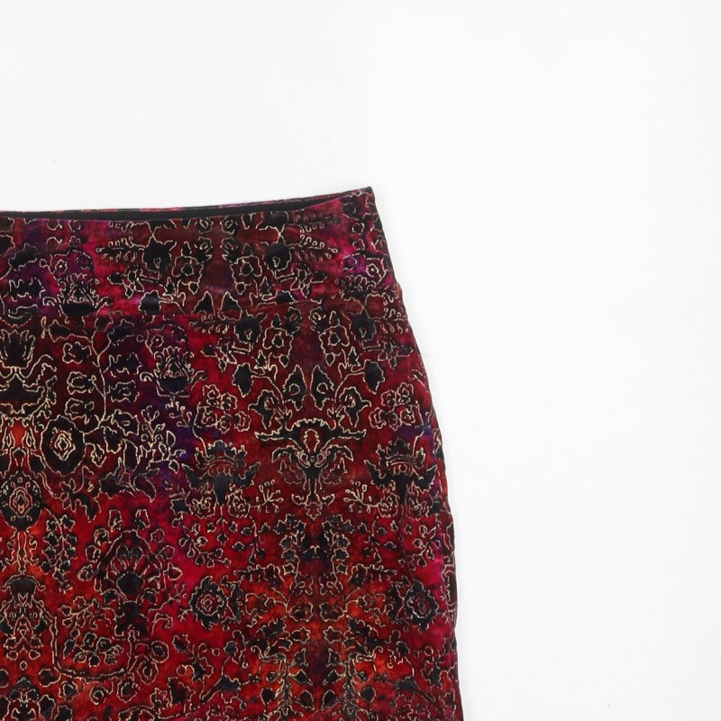Mossimo Women's Red Paisley S Pencil Mini Stretch Skirt