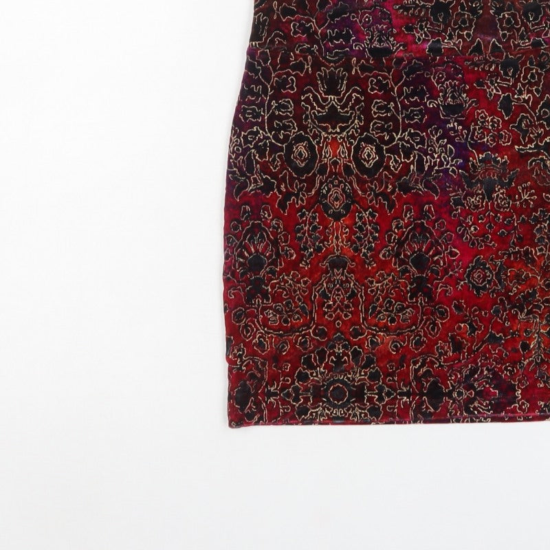 Mossimo Women's Red Paisley S Pencil Mini Stretch Skirt