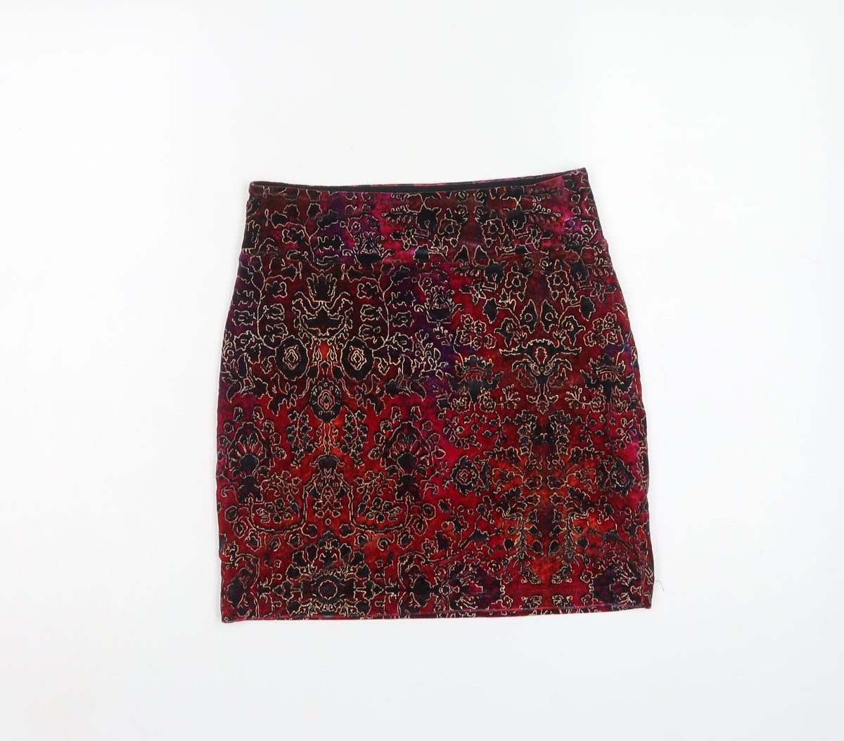Mossimo Women's Red Paisley S Pencil Mini Stretch Skirt