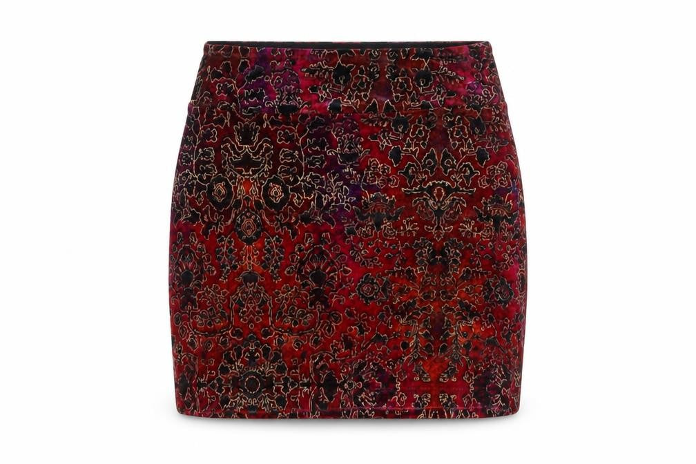 Mossimo Women's Red Paisley S Pencil Mini Stretch Skirt