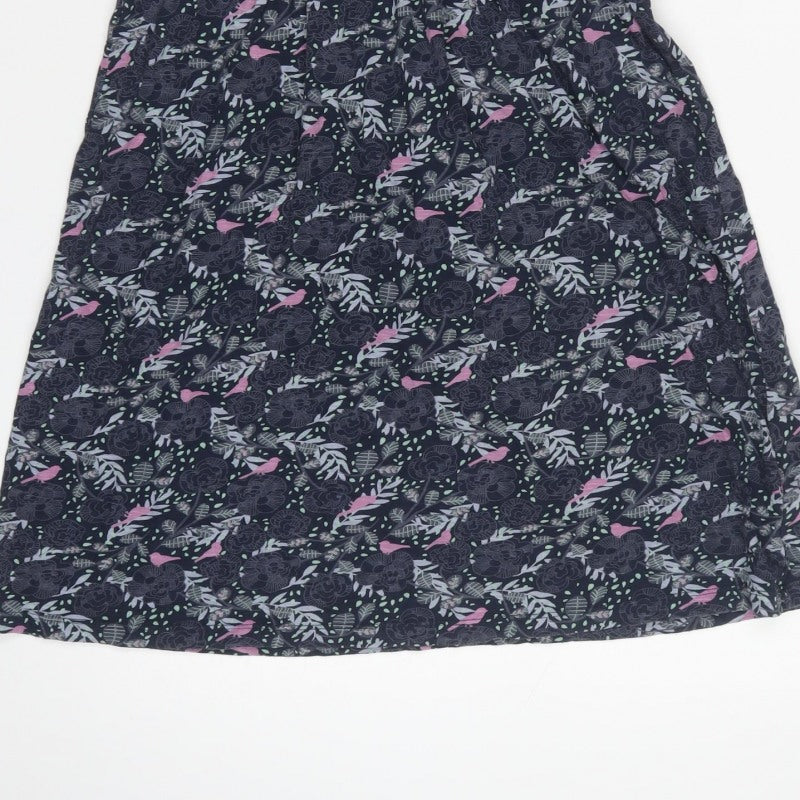 Mantaray Women’s Black Floral Cotton Wrap Dress UK 12 Sleeveless