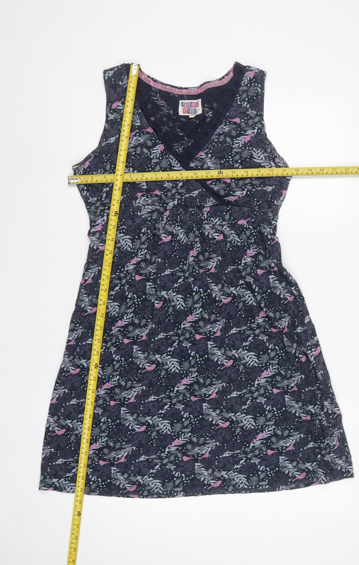 Mantaray Women’s Black Floral Cotton Wrap Dress UK 12 Sleeveless
