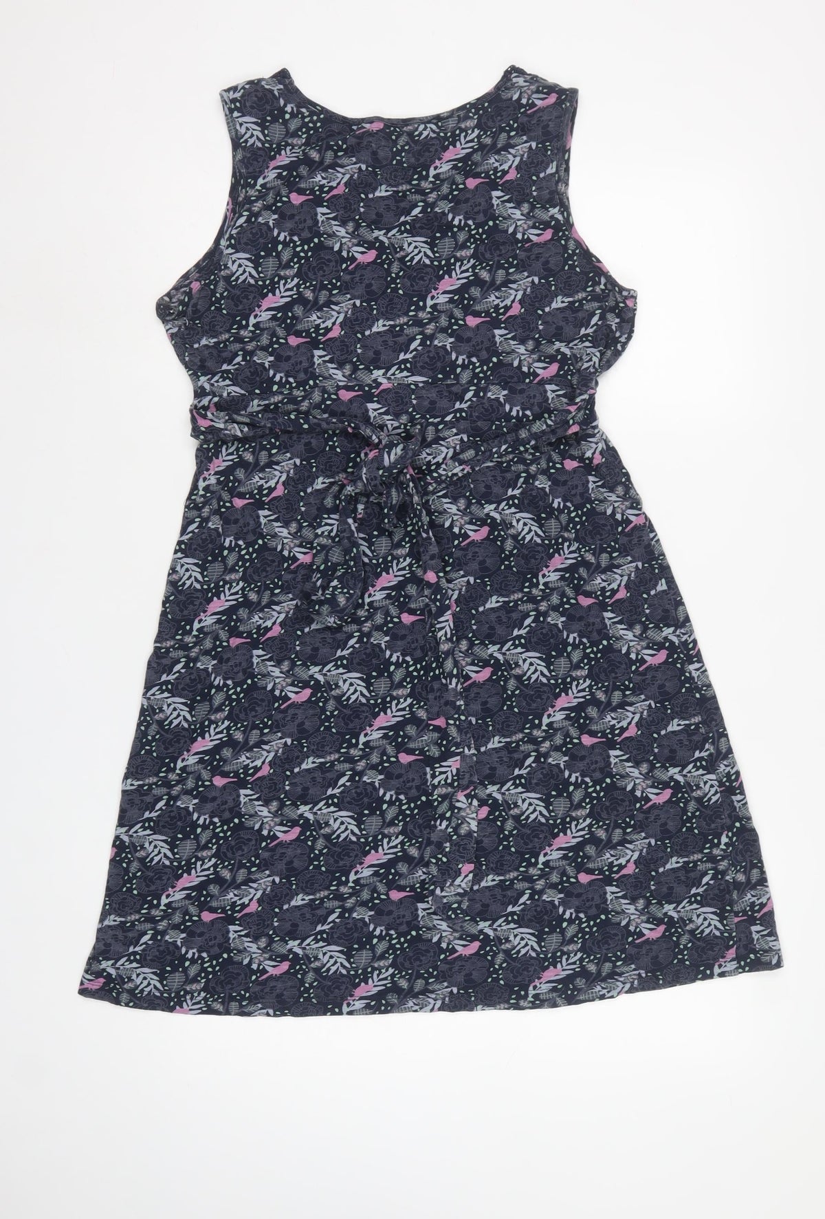 Mantaray Women’s Black Floral Cotton Wrap Dress UK 12 Sleeveless