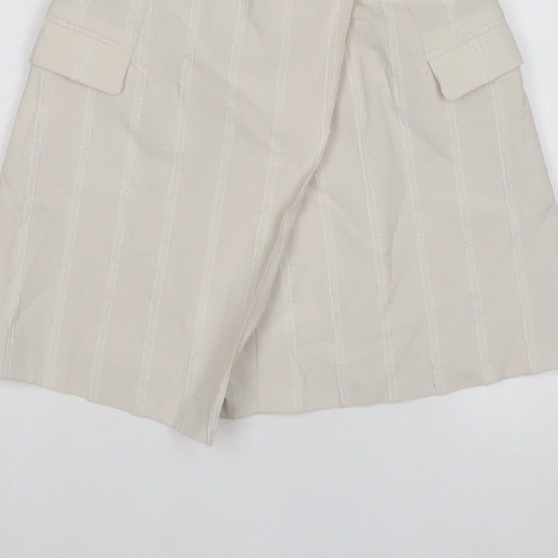 H&M Women Ivory UK 4 Cargo Skort Striped Pocket Short