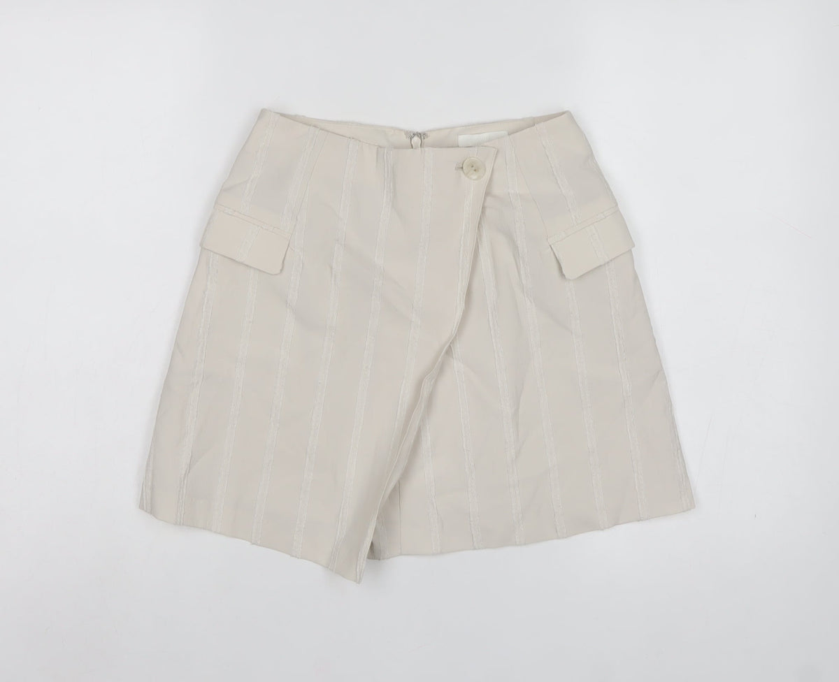 H&M Women Ivory UK 4 Cargo Skort Striped Pocket Short