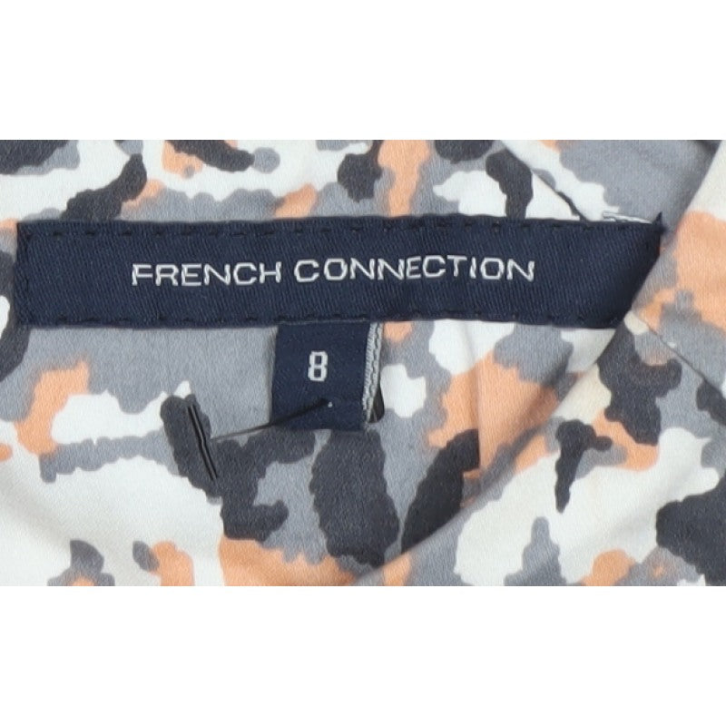 French Connection Women Grey Camo Print Size 8 Sheath Dress Belted