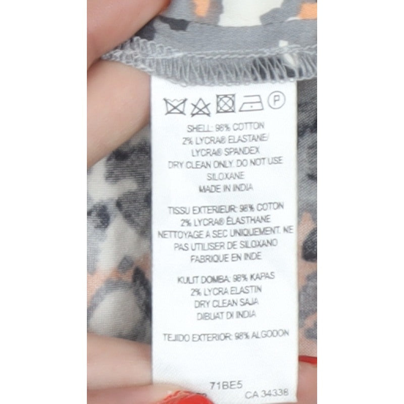 French Connection Women Grey Camo Print Size 8 Sheath Dress Belted