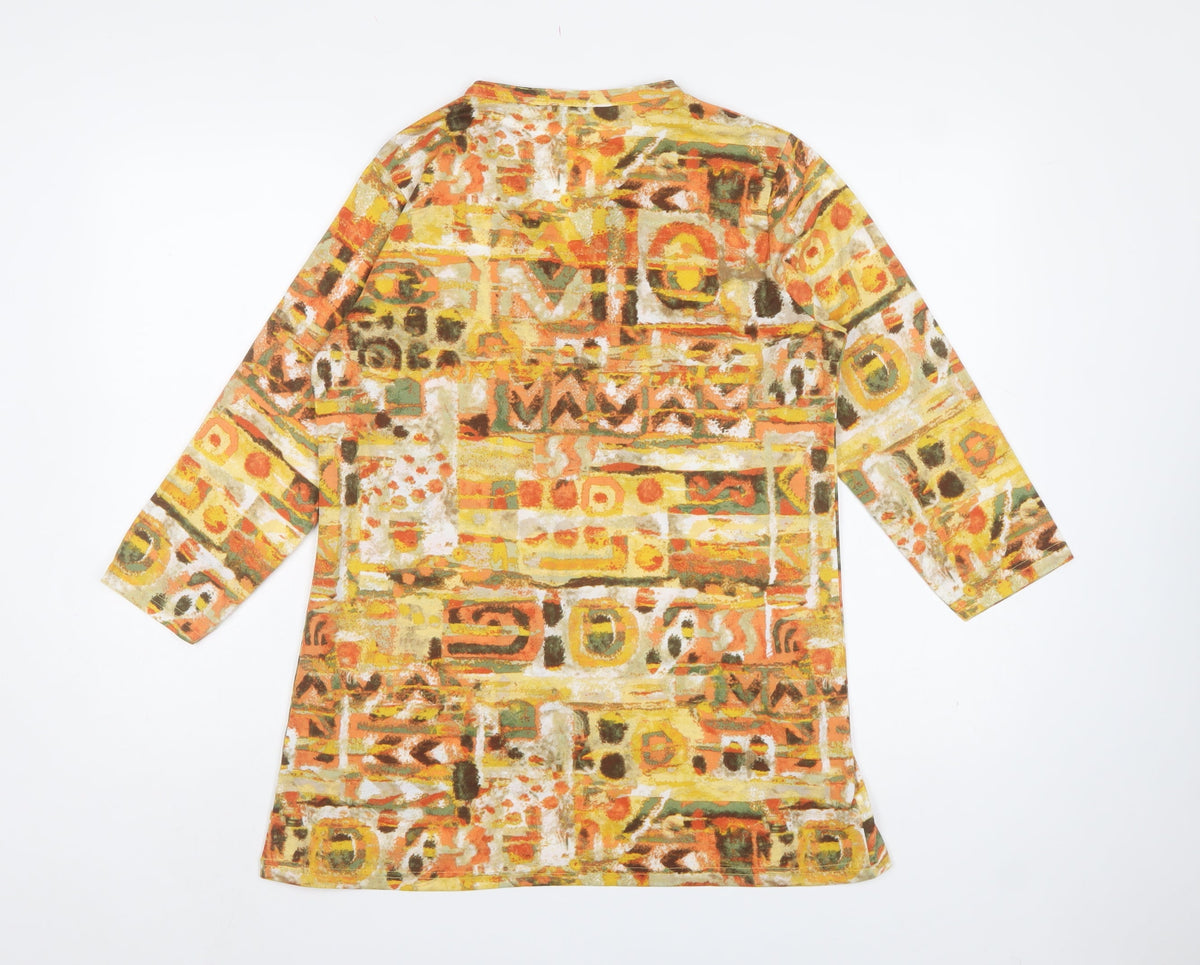 Isle Women’s Multicoloured S Wrap 3/4 Sleeve Geometric Blouse Top