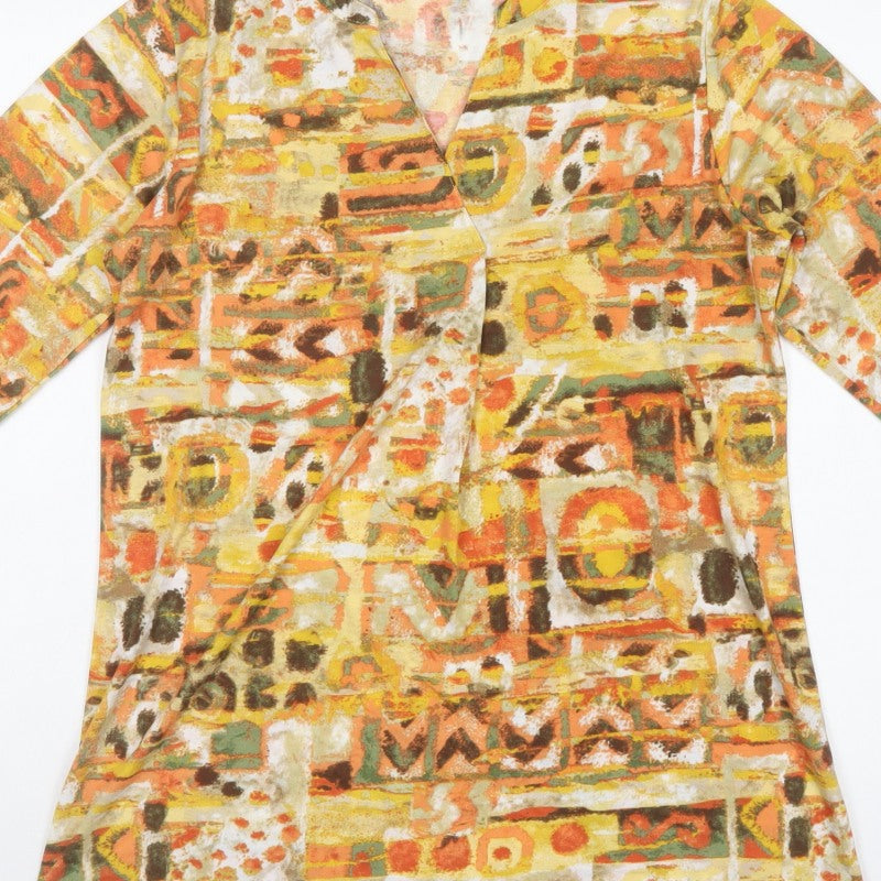 Isle Women’s Multicoloured S Wrap 3/4 Sleeve Geometric Blouse Top
