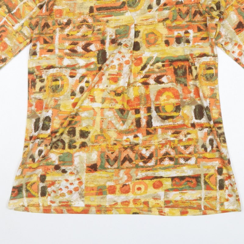 Isle Women’s Multicoloured S Wrap 3/4 Sleeve Geometric Blouse Top