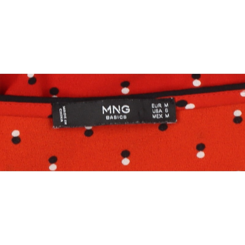 MNG Basics Women Red M Polka Dot Wrap Blouse Flutter Sleeve
