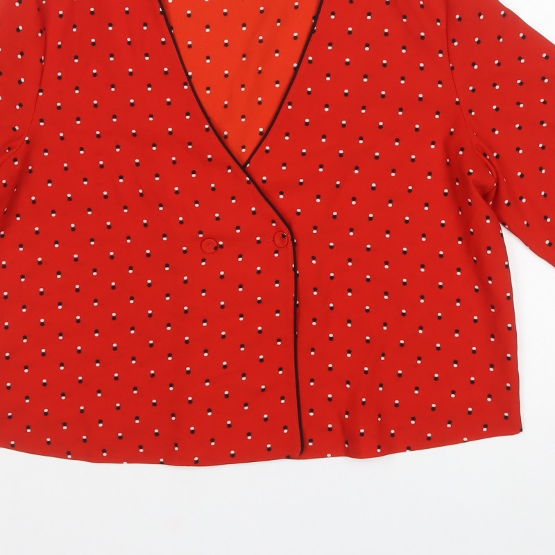 MNG Basics Women Red M Polka Dot Wrap Blouse Flutter Sleeve