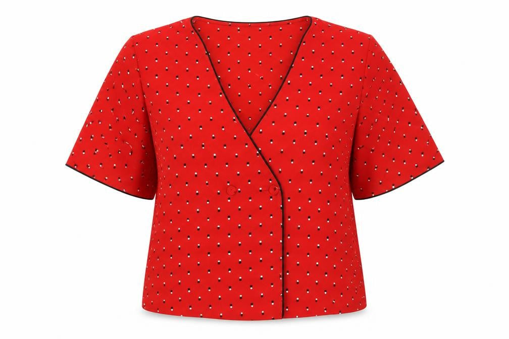 MNG Basics Women Red M Polka Dot Wrap Blouse Flutter Sleeve
