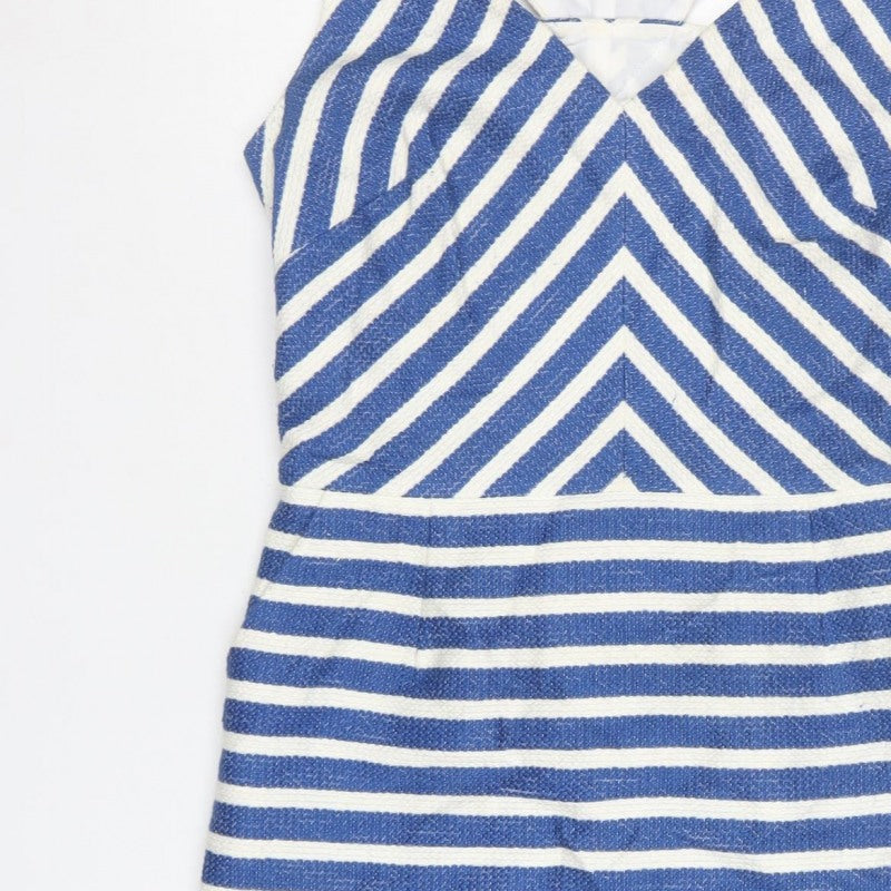Next Women Blue White Striped Cut Out Sleeveless Sheath Dress UK 8