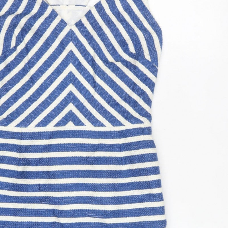 Next Women Blue White Striped Cut Out Sleeveless Sheath Dress UK 8