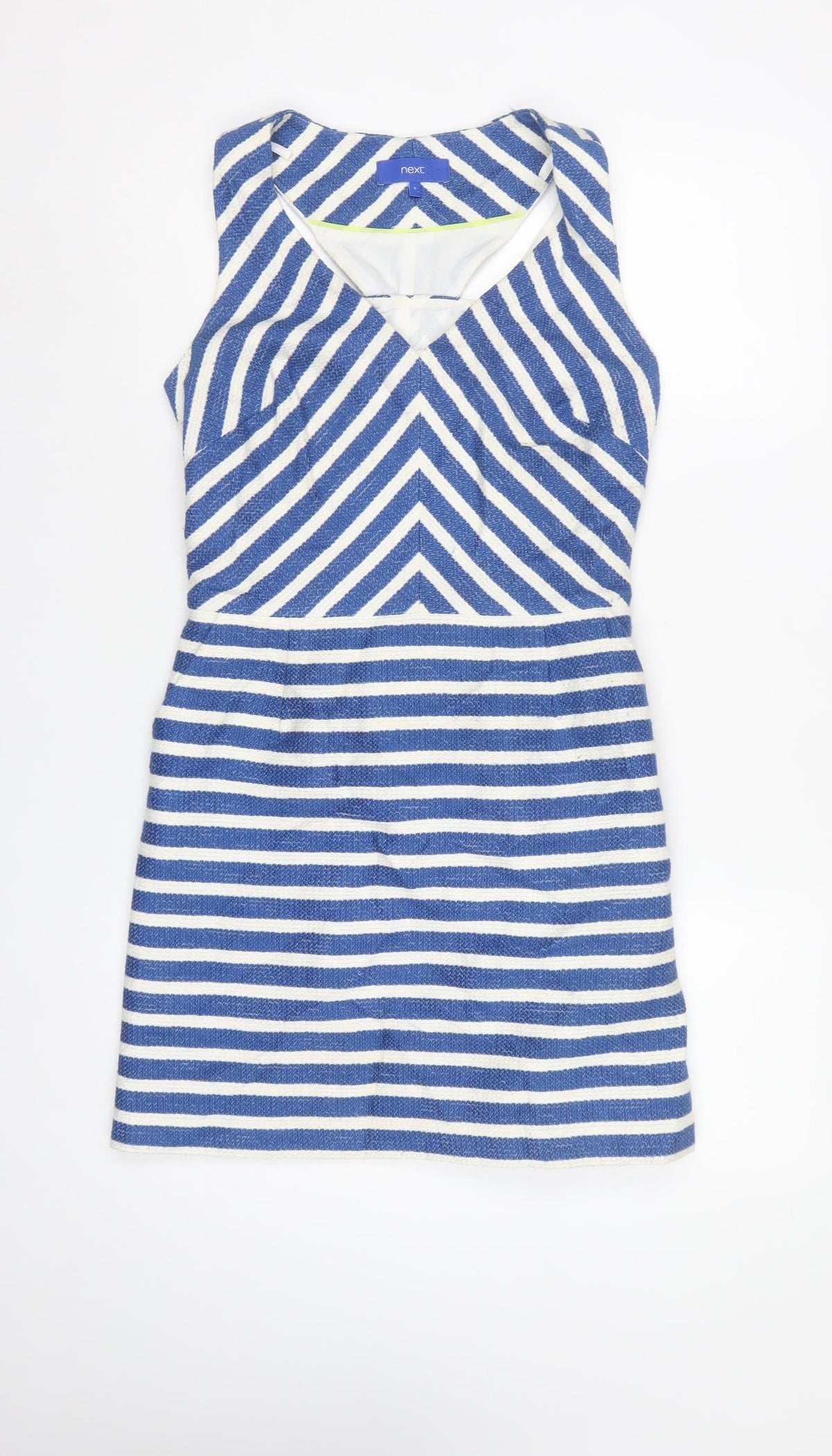 Next Women Blue White Striped Cut Out Sleeveless Sheath Dress UK 8