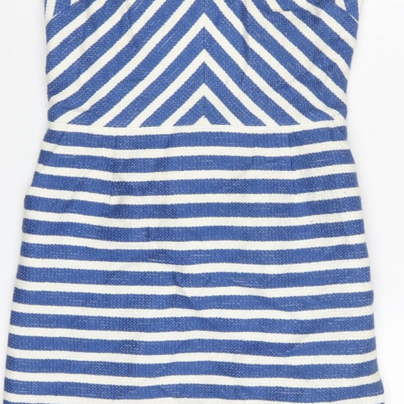 Next Women Blue White Striped Cut Out Sleeveless Sheath Dress UK 8