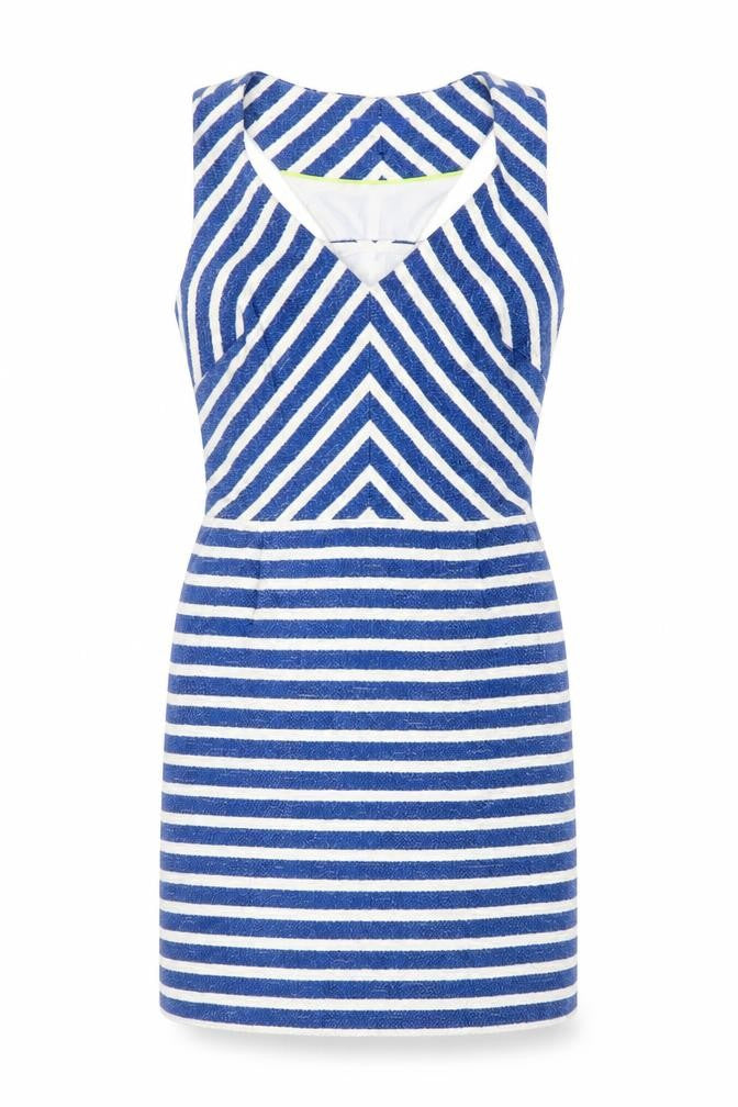 Next Women Blue White Striped Cut Out Sleeveless Sheath Dress UK 8