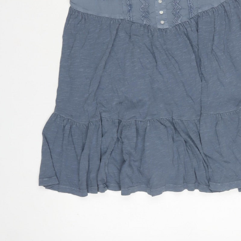 Next Women Blue UK 16 Knee Length Fit & Flare Cotton Lace Dress